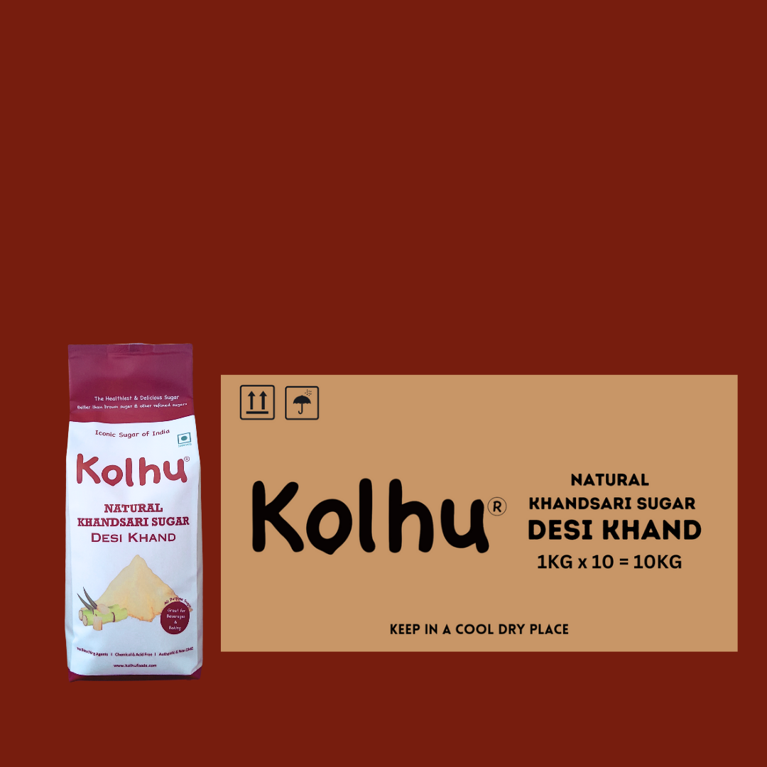 Kolhu Natural Khandsari Sugar (Desi Khand) 10Kg (1Kgx10)