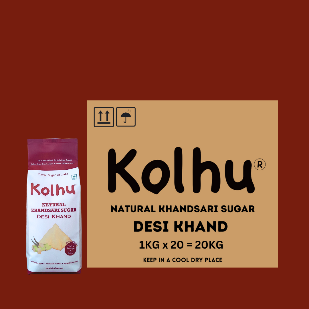 Kolhu Natural Khandsari Sugar (Desi Khand) 20Kg (1Kgx20)