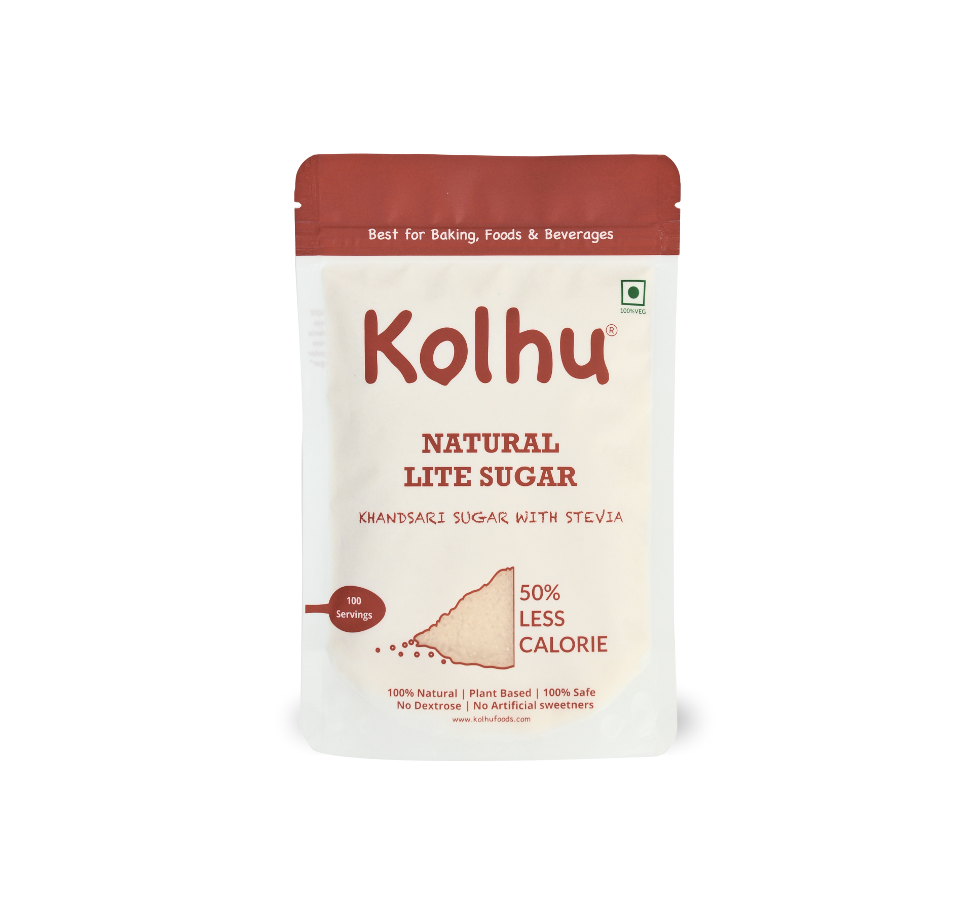 Kolhu Natural Lite Sugar 1.5Kg [Khandsari Sugar + Stevia] (Pack of 6. 250g each))