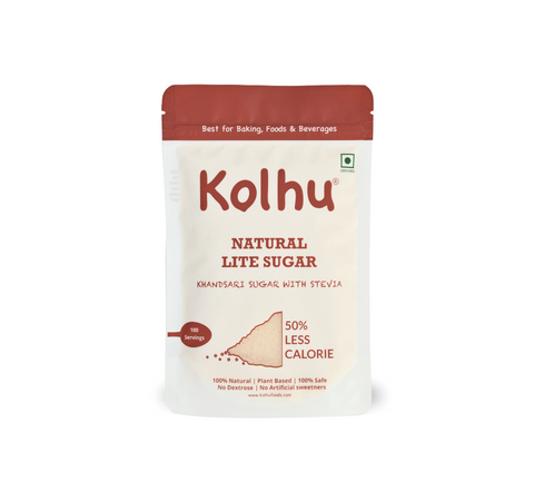 Kolhu Natural Lite Sugar 750g [Khandsari Sugar + Stevia] (Pack of 3, 250g Each)