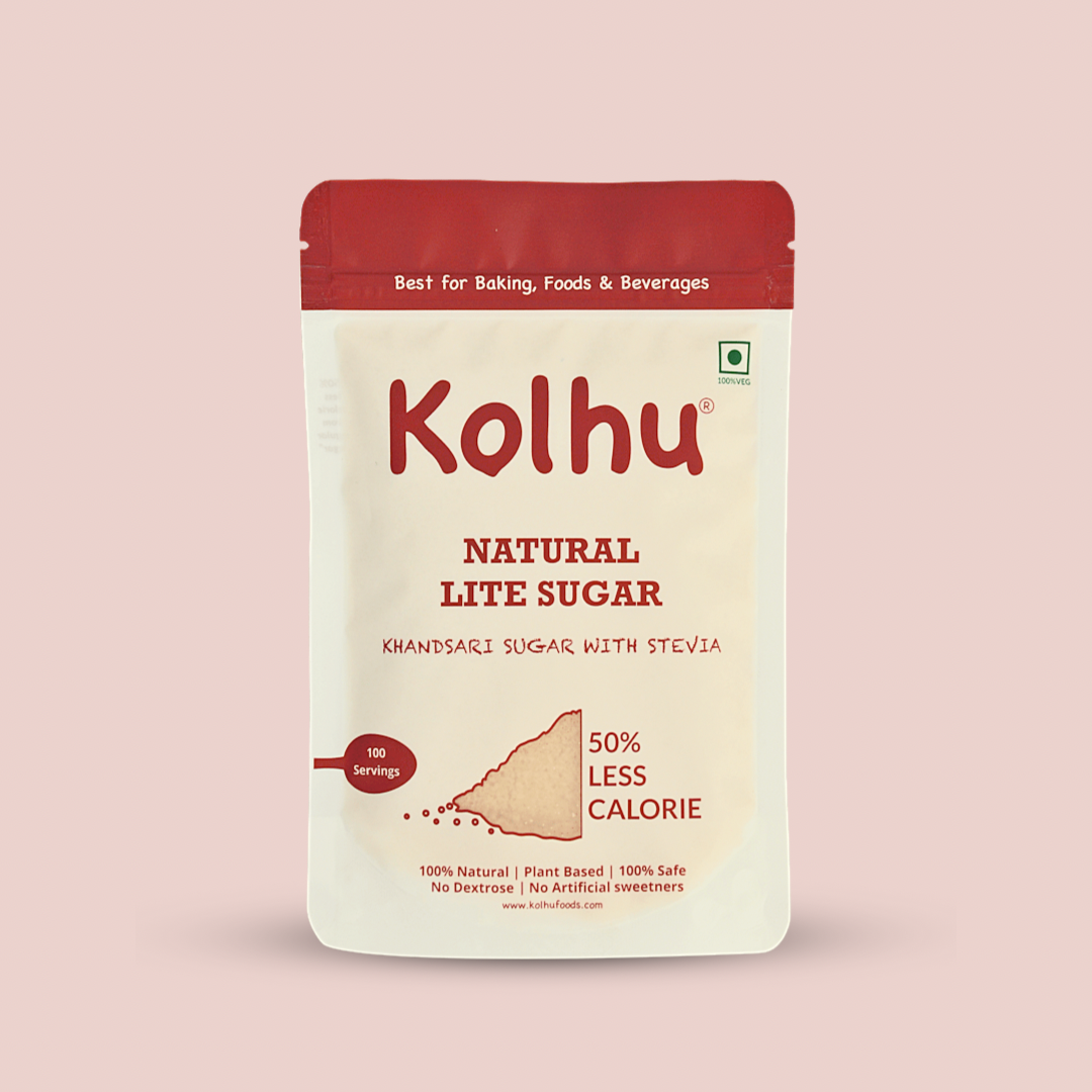 Kolhu Natural Lite Sugar 750g [Khandsari Sugar + Stevia] (Pack of 3, 250g Each)