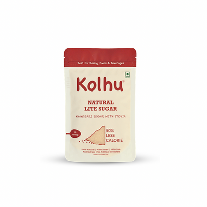 Kolhu Natural Lite Sugar 1.5Kg [Khandsari Sugar + Stevia] (Pack of 6. 250g each))