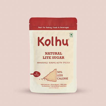 Kolhu Natural Lite Sugar 1Kg [Khandsari Sugar + Stevia] (Pack of 4)